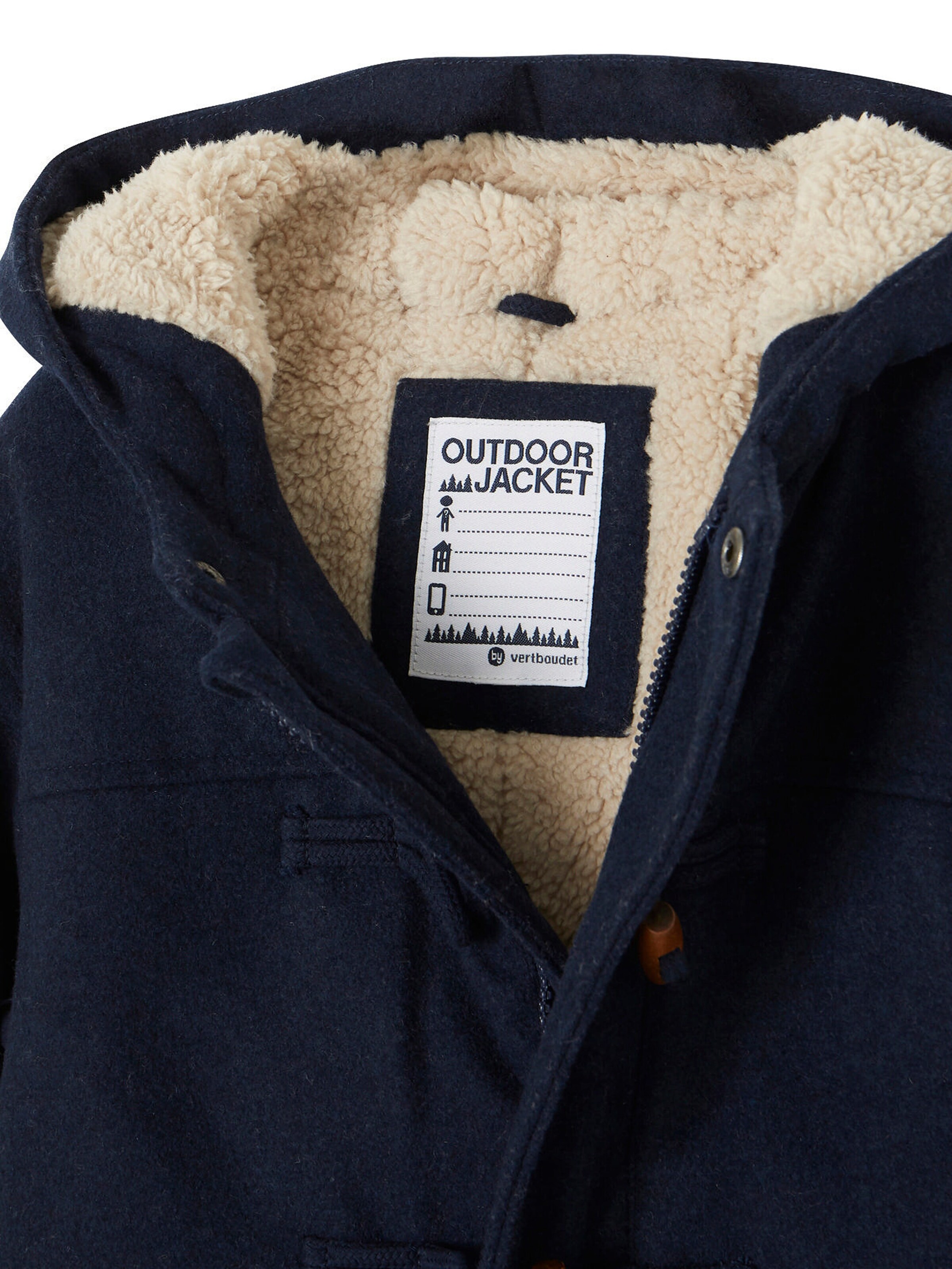 Vertbaudet Jungen Dufflecoat mit Teddyfleece-Futter nachtblau
