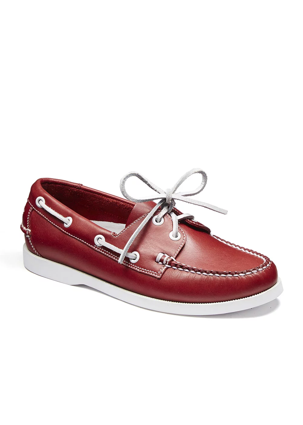 BOAT SHOE CUIR ROUGE SEMELLE BLANCHE