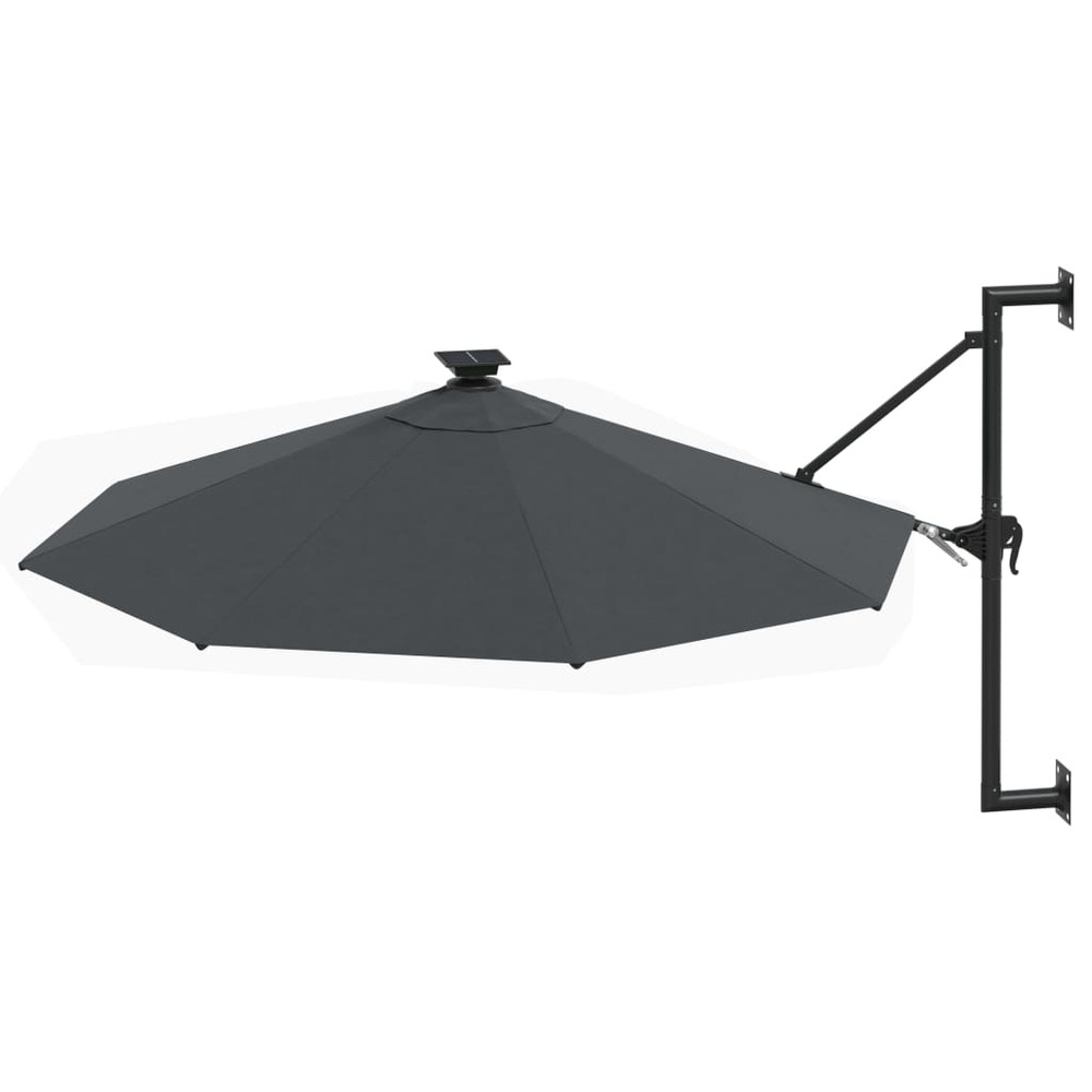 Parasol mural avec mât métallique et led 300 cm anthracite
