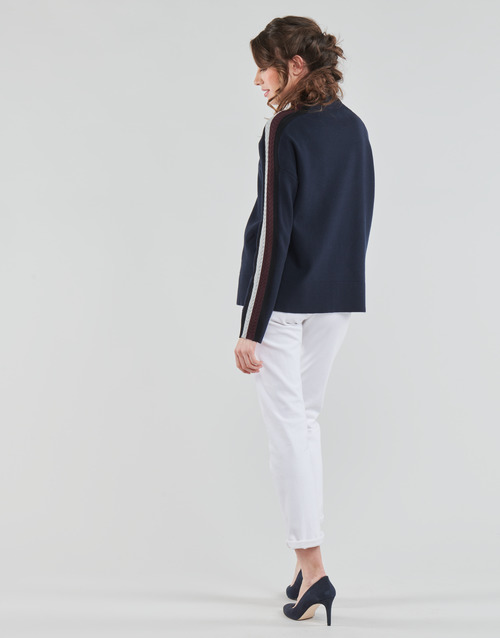 Tommy Hilfiger - SIDE STRIPE MOCK-NK SWEATER LS - Marine / Argent / Bordeaux