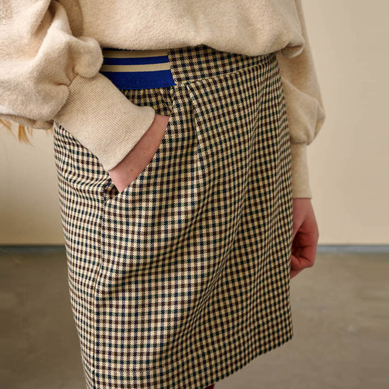 Bellerose Jupe courte Arch à carreaux taupe