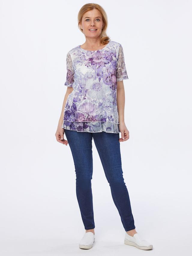 Blusenshirt Spitze Blumendruck
