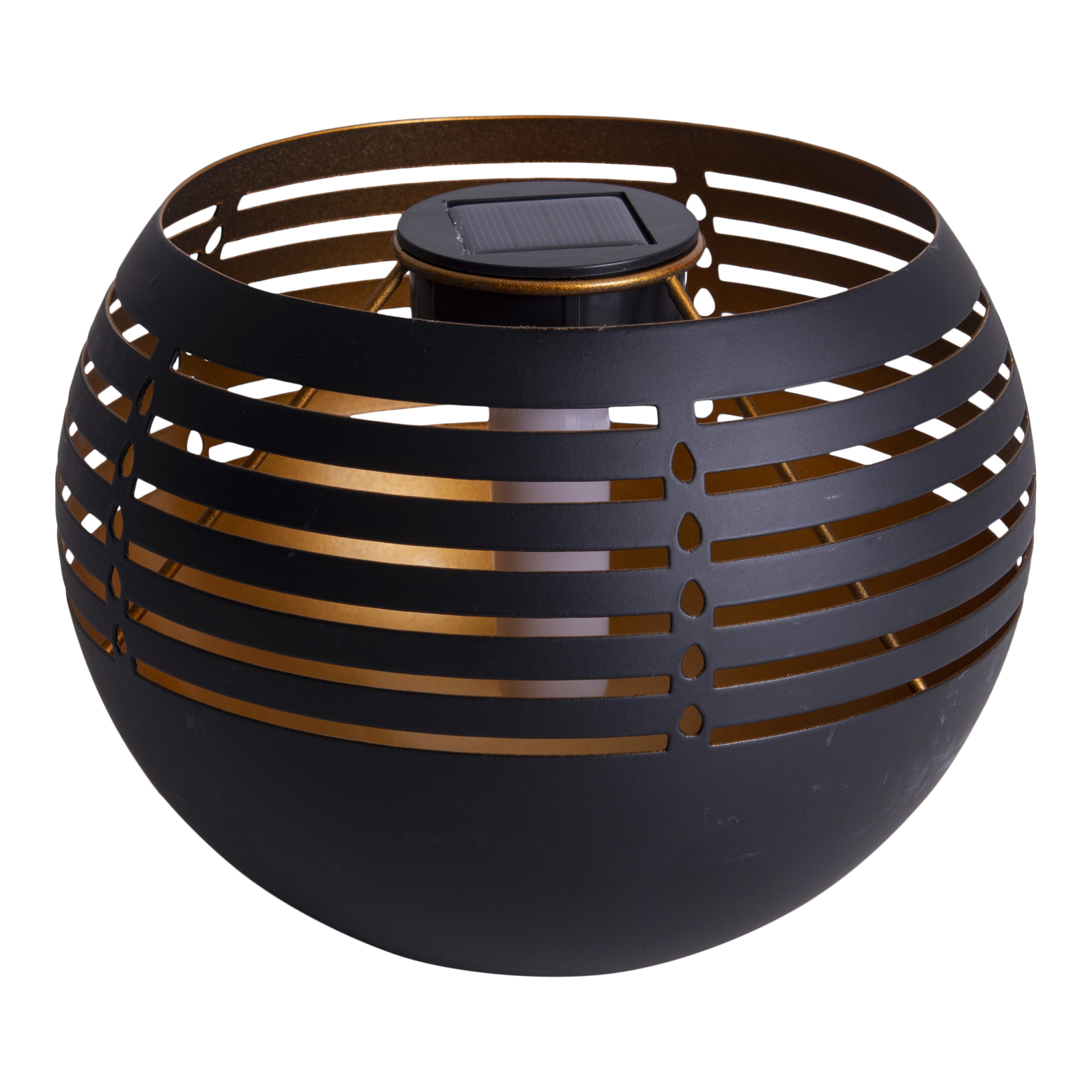 Solar-LED-Tischleuchte - schwarz-gold - 21 cm