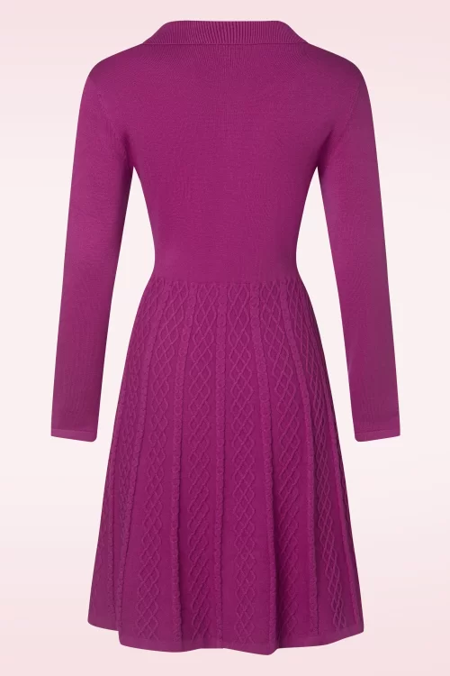 Smashed Lemon Pia polo stijl gebreide jurk in magenta