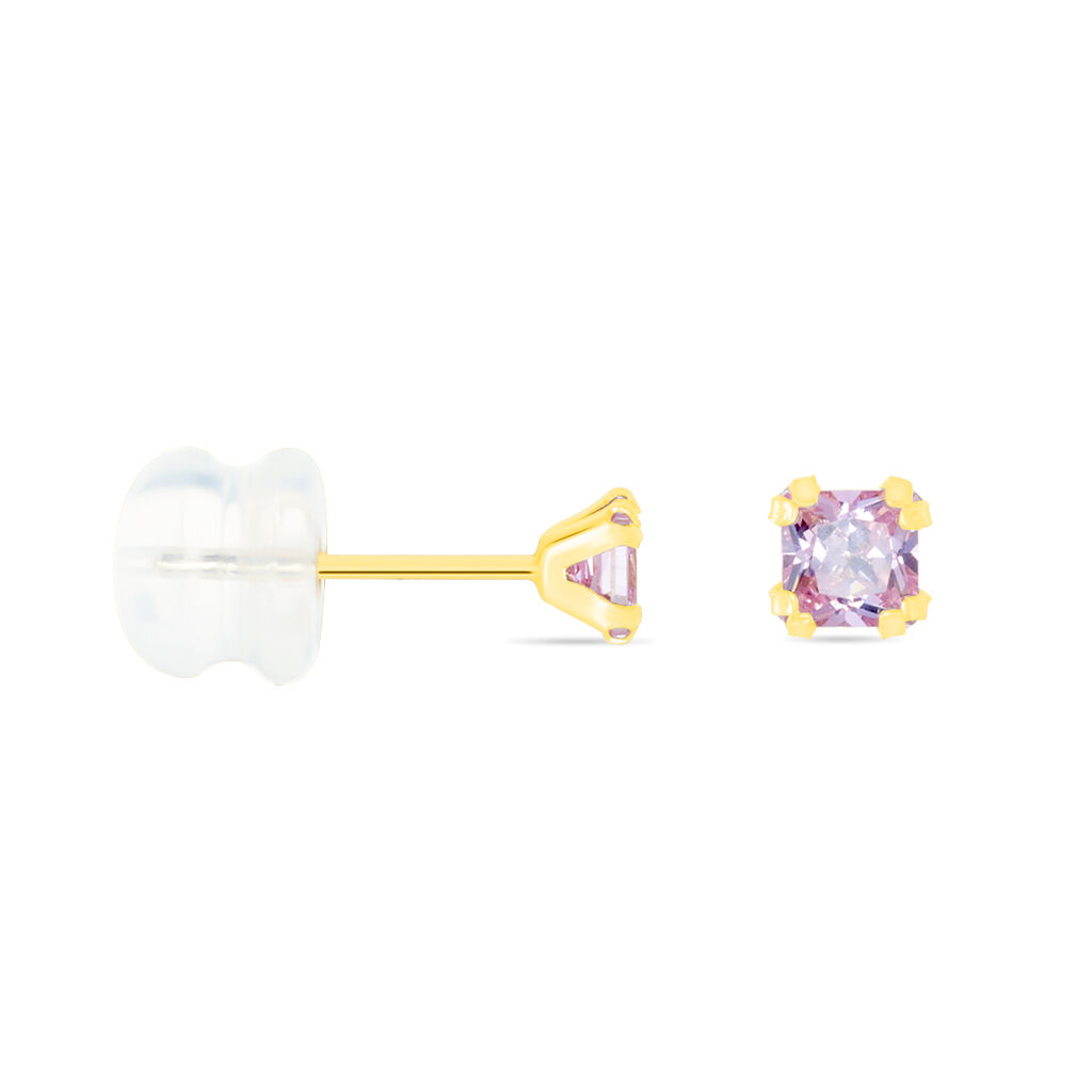 Boucles D'oreilles Puces Doreen Carre Or Jaune Oxyde De Zirconium