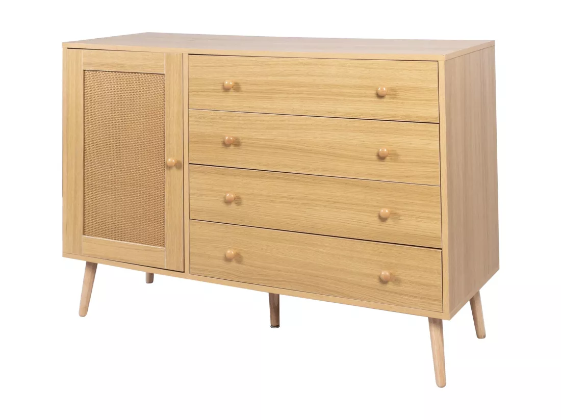 Meuble d'appoint en bois avec 4 tiroirs et 1 porte,d120cm×h83cm