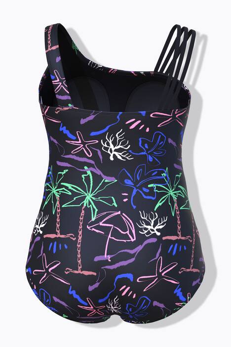 Badeanzug, Stranddruck, Softcups, recycelt, schwarz