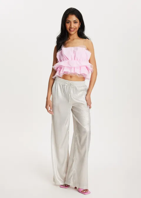 Straight broek met glans off-white (WIT.O)