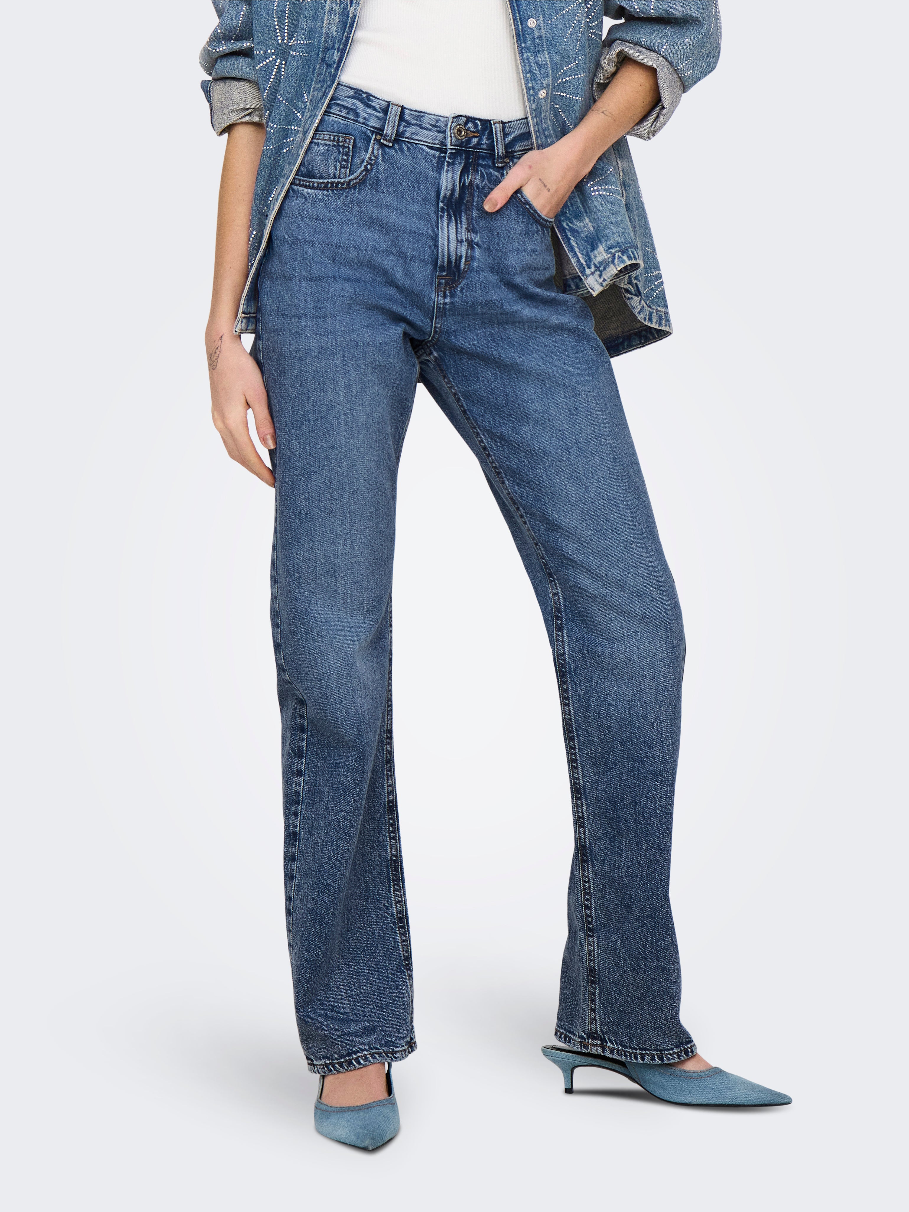 ONLBILLIE Hohe Taille Gerade geschnitten Jeans Medium Blue Denim