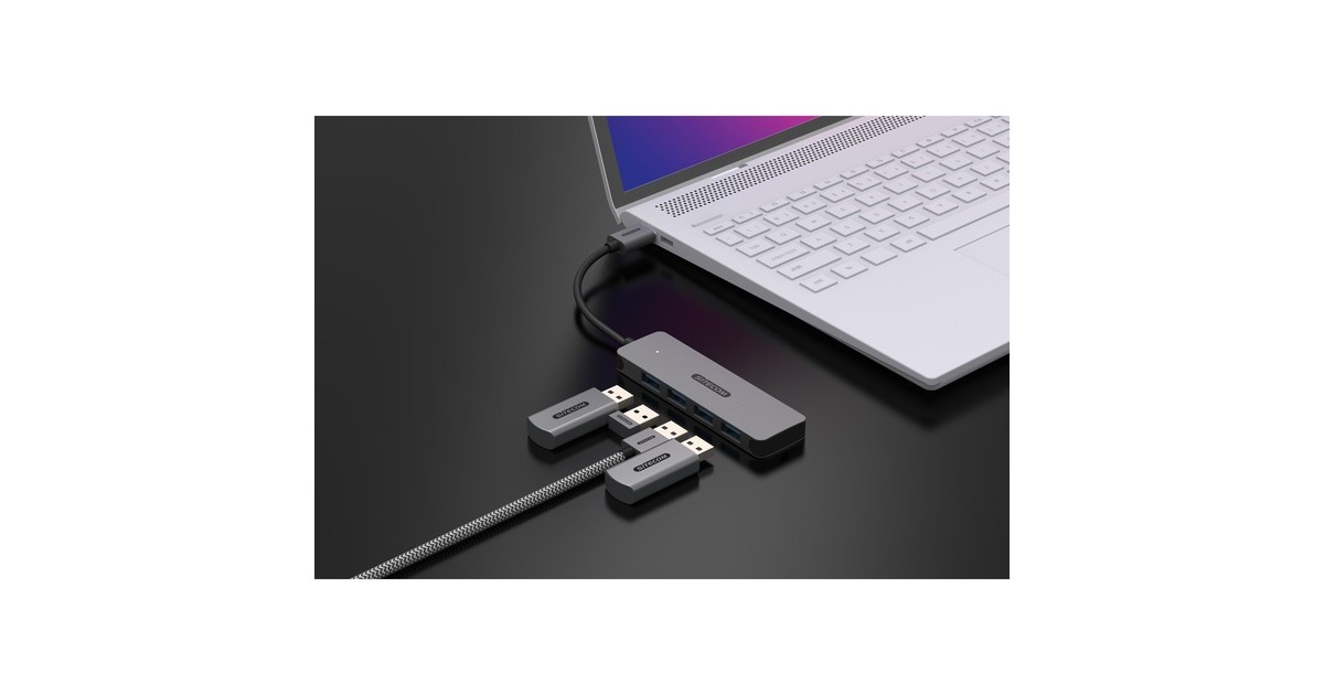 SitecomUSB-A naar 4x USB-A usb-hub  (Grijs)