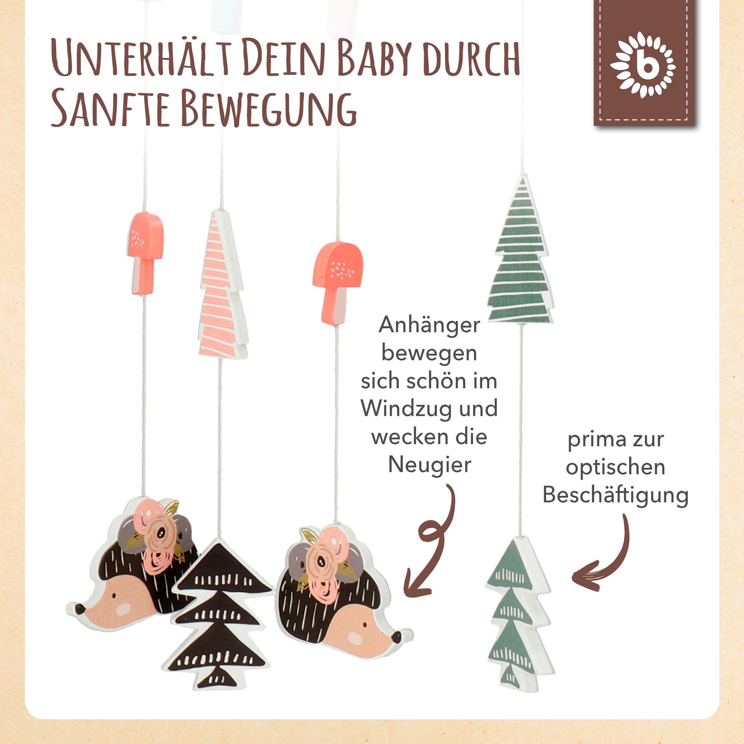 Bieco Mobile Holz Igel - ab Geburt Mehrfarbig