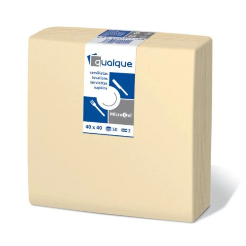 QUALQUE - Serviette de table double point - 40x40 - Crème - x1800