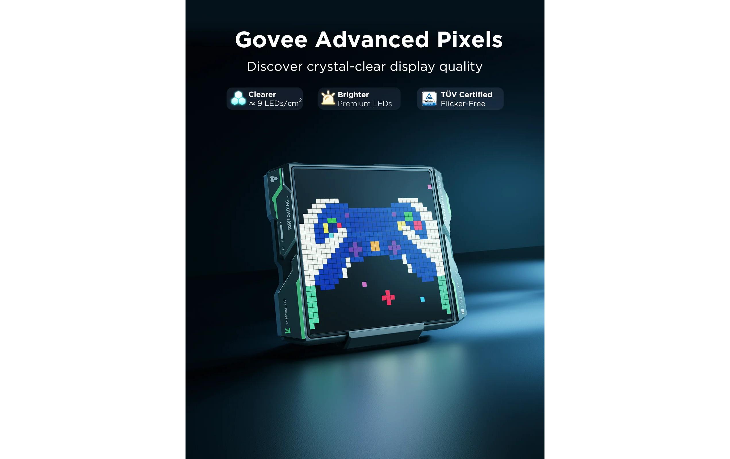 Gaming-Pixel-Licht 13.5 x 13.5 cm<br>Pixelkunst, Echtzeitinfos und Gaming-Sync in einem smarten Lichtgerät
