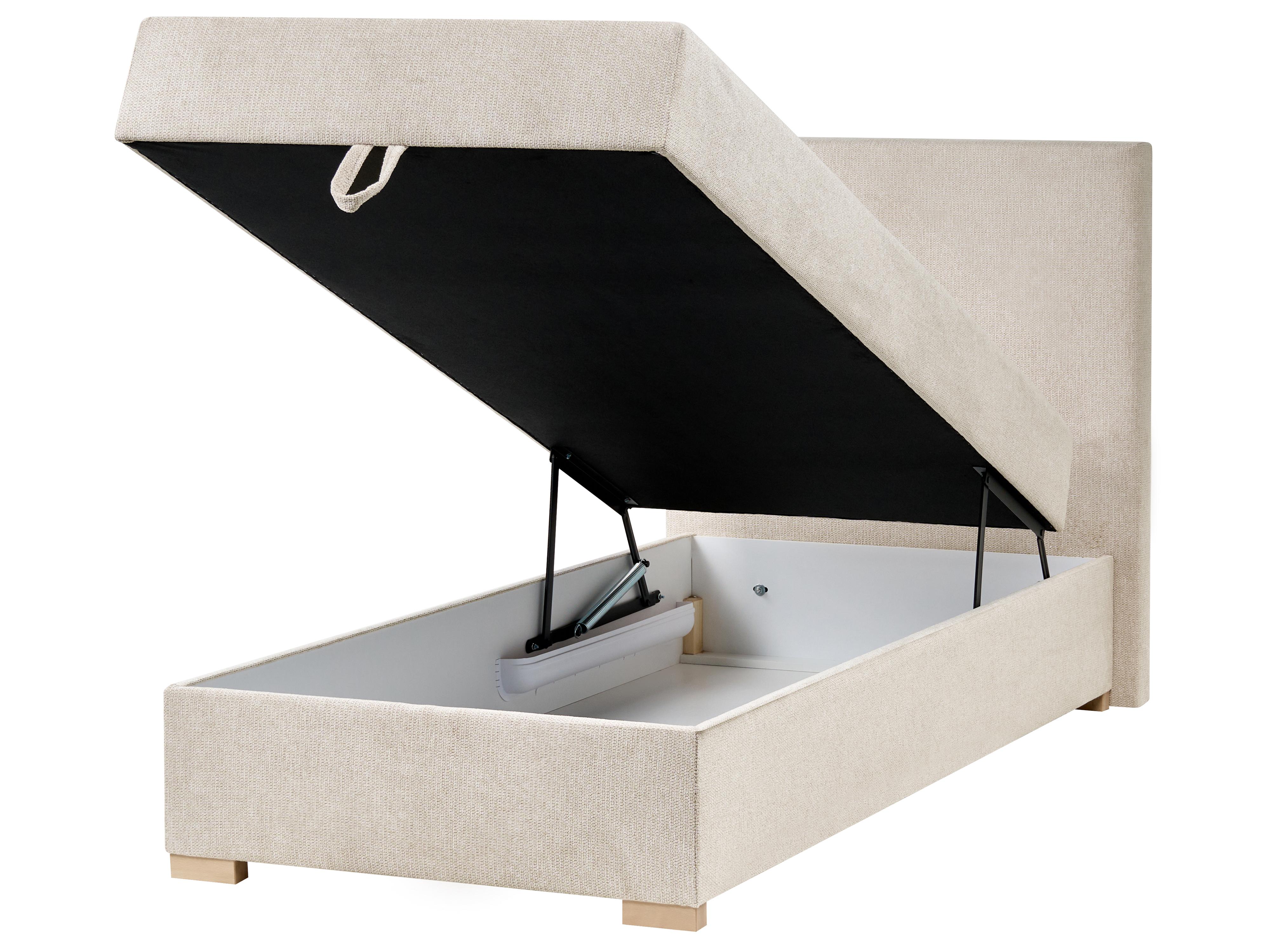 Boxspring met opbergruimte Stof MAJOR 90 x 200 cm Lichtbeige