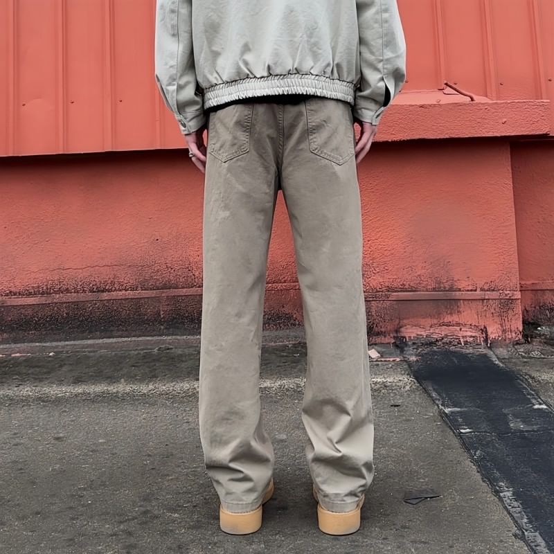 blastealle - Mid Rise Plain Straight Leg Pants