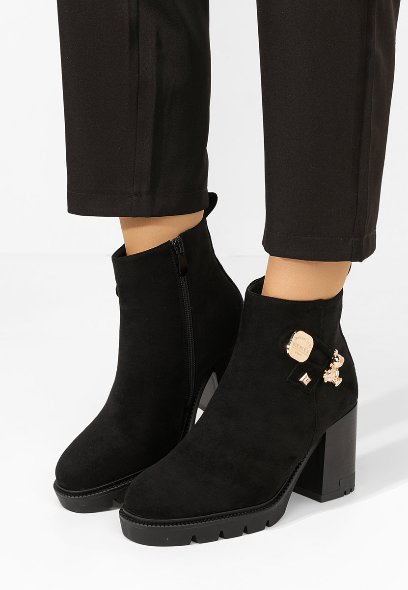 Bottines à gros talon noires Tasika