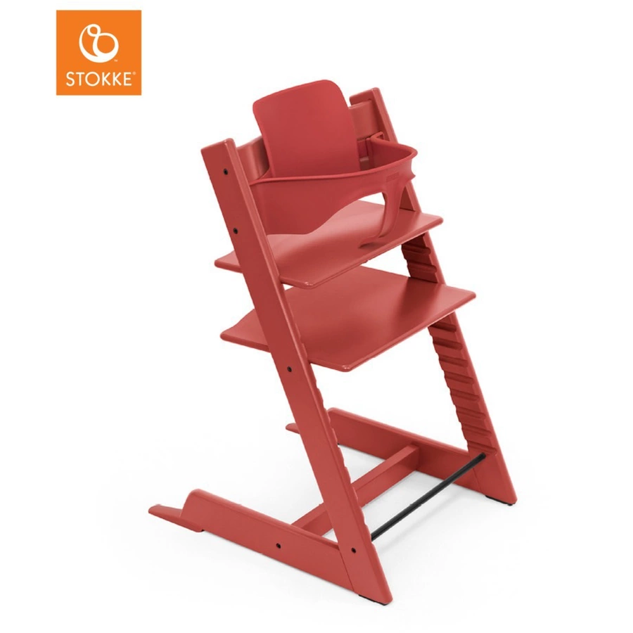 STOKKE® Tripp Trapp® Hochstuhl Buche Warm Red + gratis Baby Set Warm Red