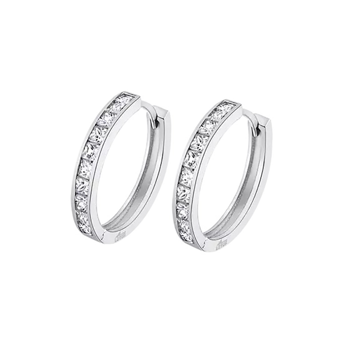 Boucles d'oreilles créoles Lotus Silver oxydes 20 mm