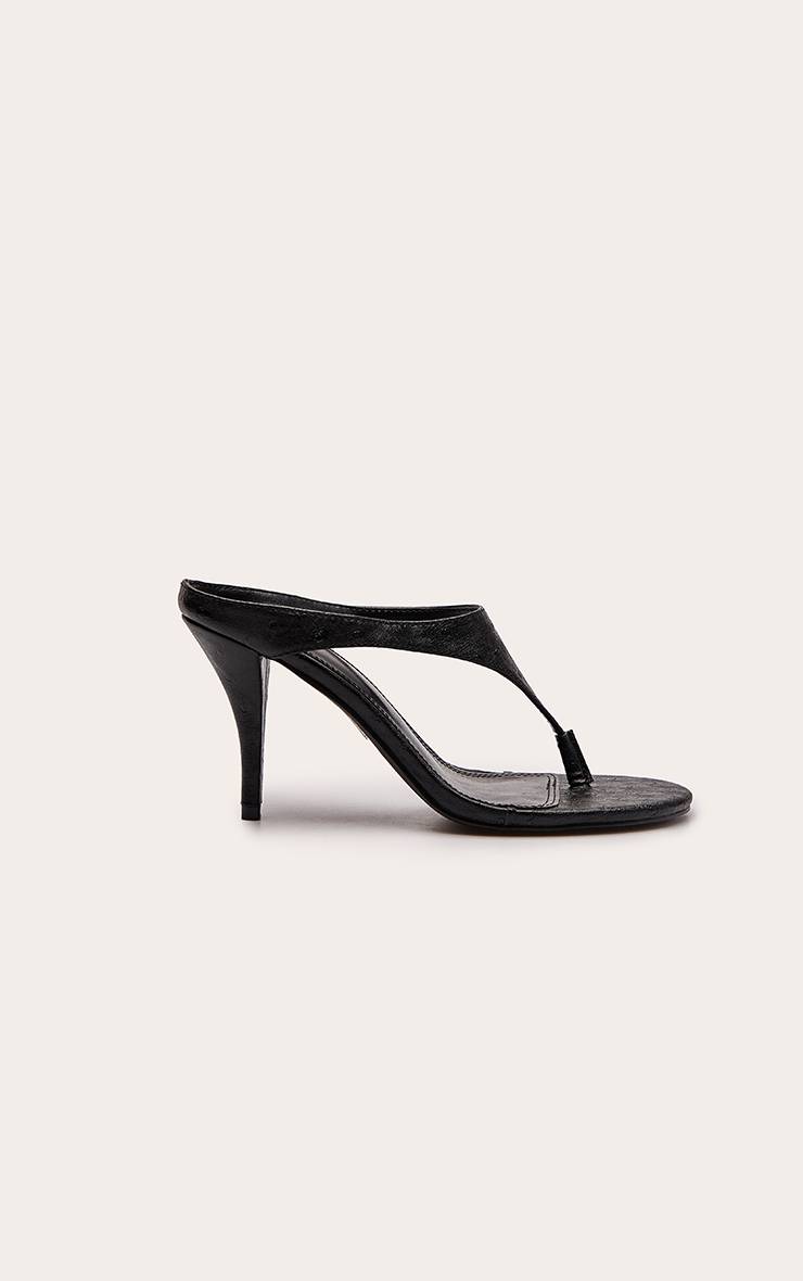 Noir Escarpins À Talon Avec Bride Entre Les Orteils Et Empeigne Haute En Synthétiquecuir