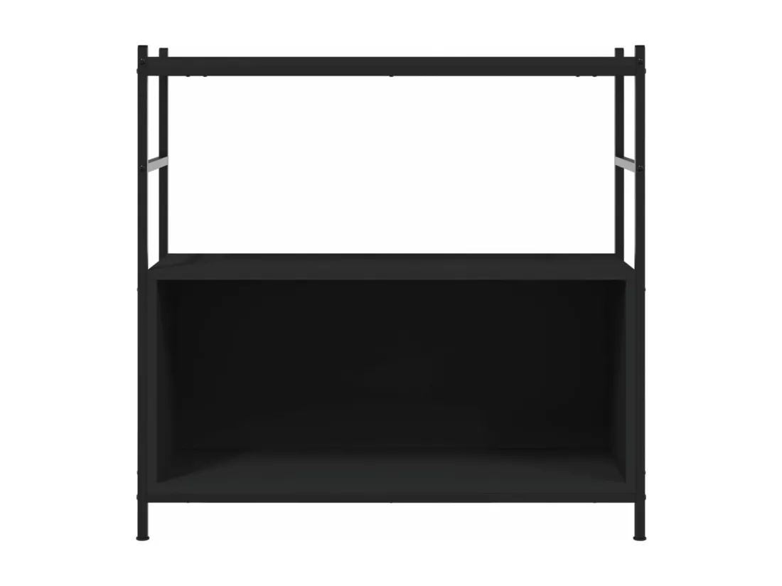Bibliothèque noir 80x30x78,5 cm bois d'ingénierie et fer