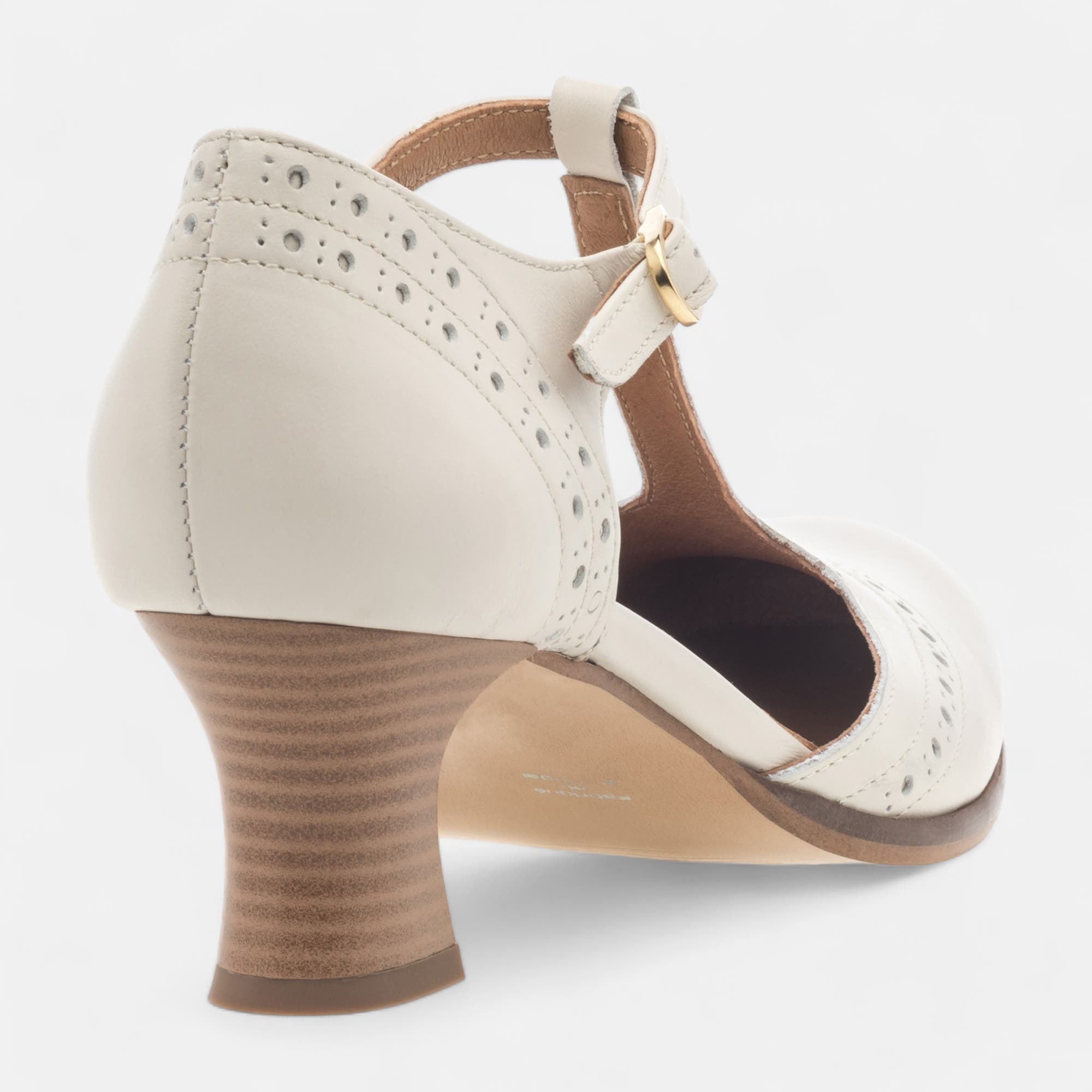 Escarpins quartiers ouverts à talon Femme en cuir beige