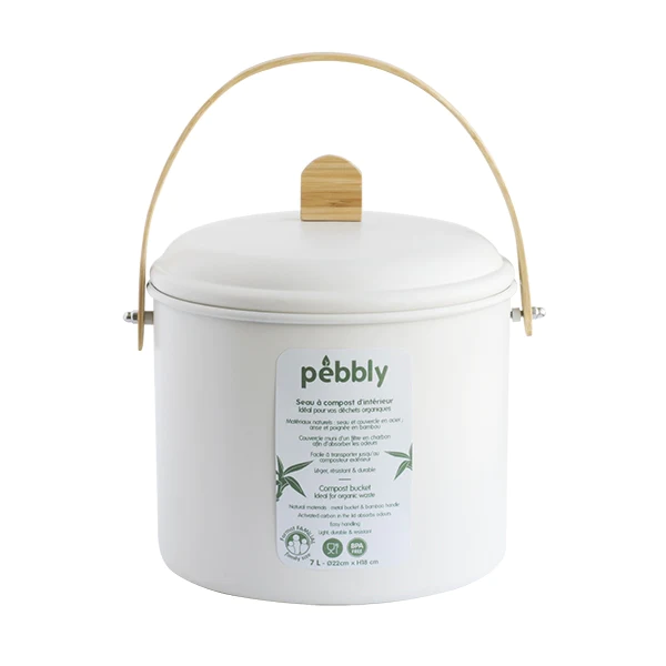 Seau à compost d'intérieur métal et bambou 7 L Pebbly