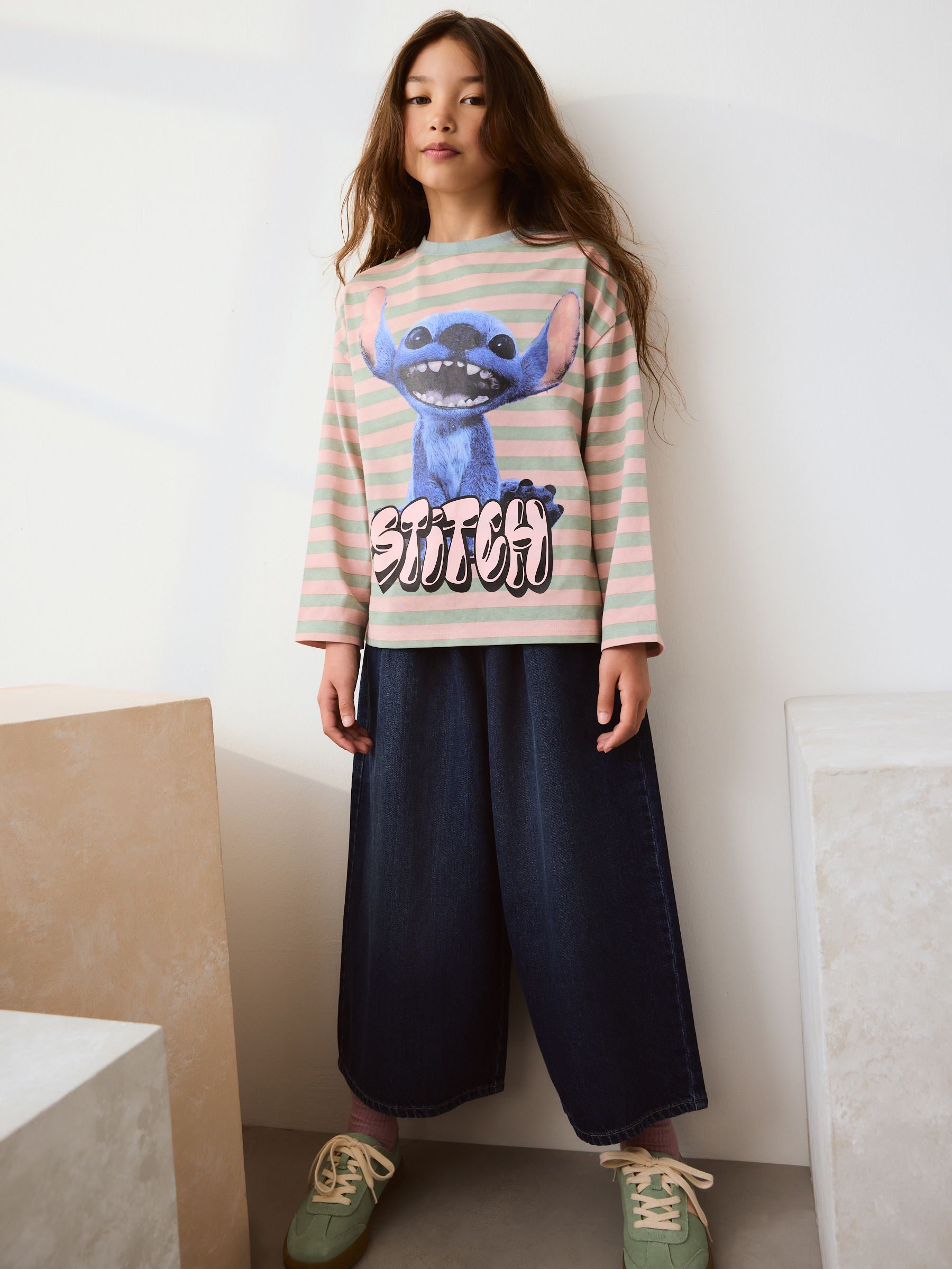 Pink Stripe Lilo & Stitch - Top met print en lange mouwen (3-16jr)