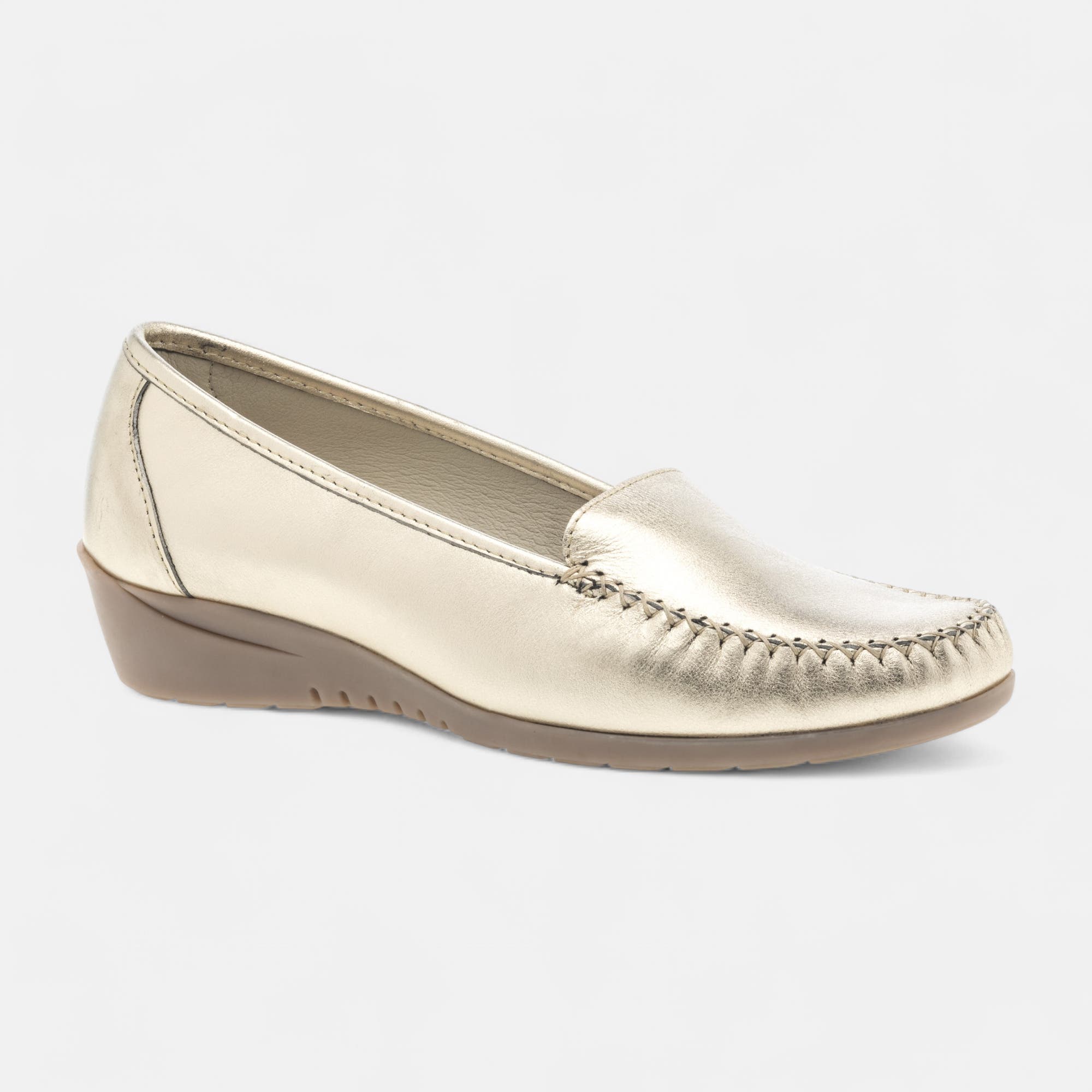 Mocassins pieds sensibles Femme en cuir or