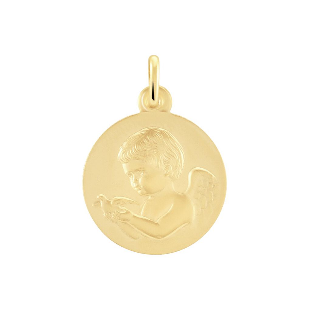 Medaille Or Jaune Ange Et Oiseau