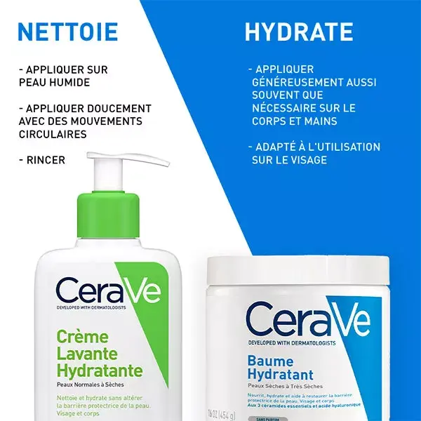 Rotina CeraVe para Pele Atópica: Creme de Limpeza Hidratante 473ml e Bálsamo Hidratante 454g