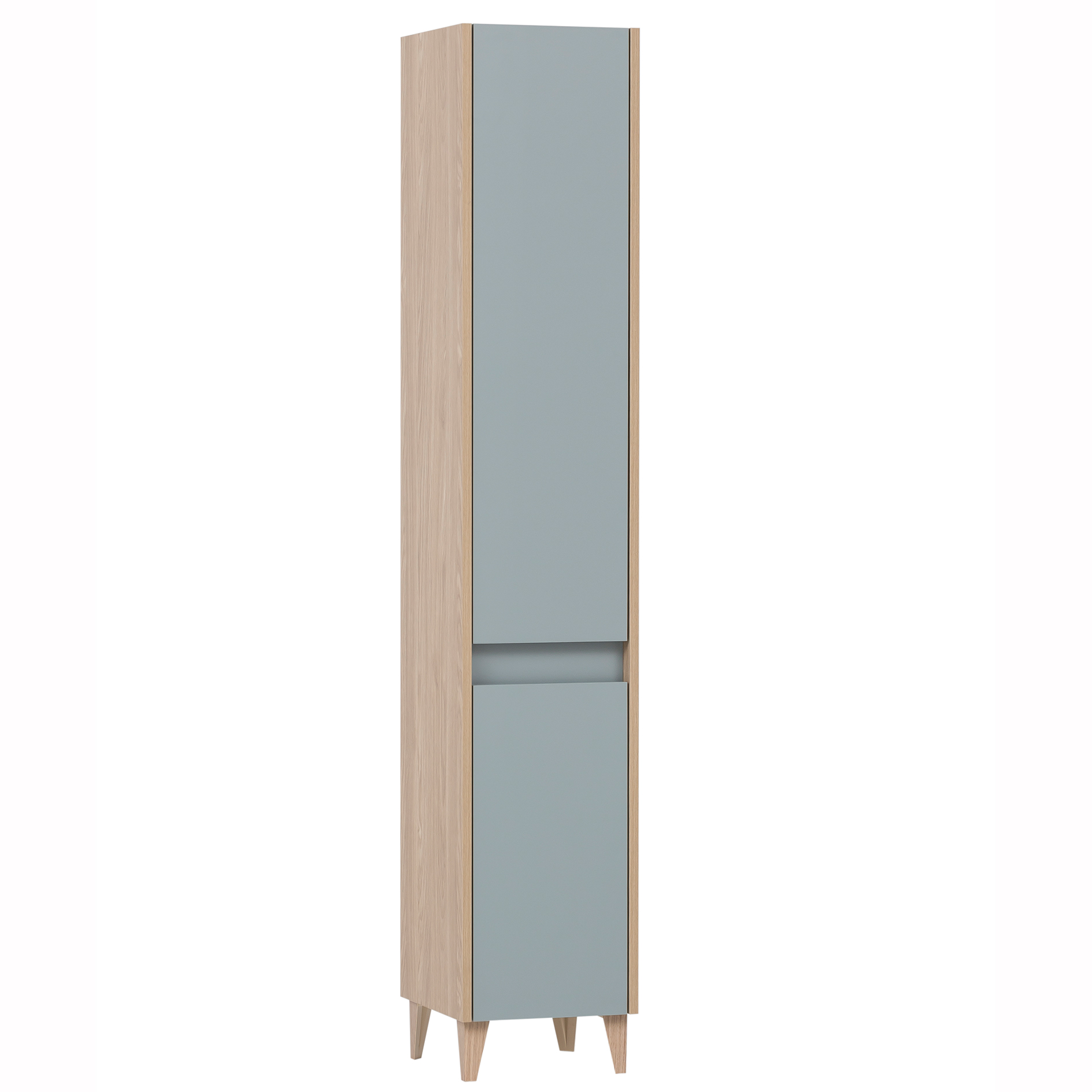 Hochschrank - taubenblau - Eiche hell - 30 cm
