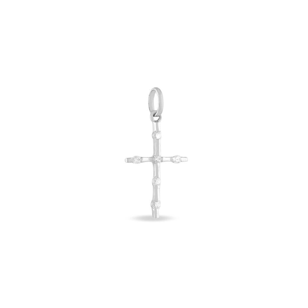 Pendentif Canice Croix Or Blanc Oxyde De Zirconium