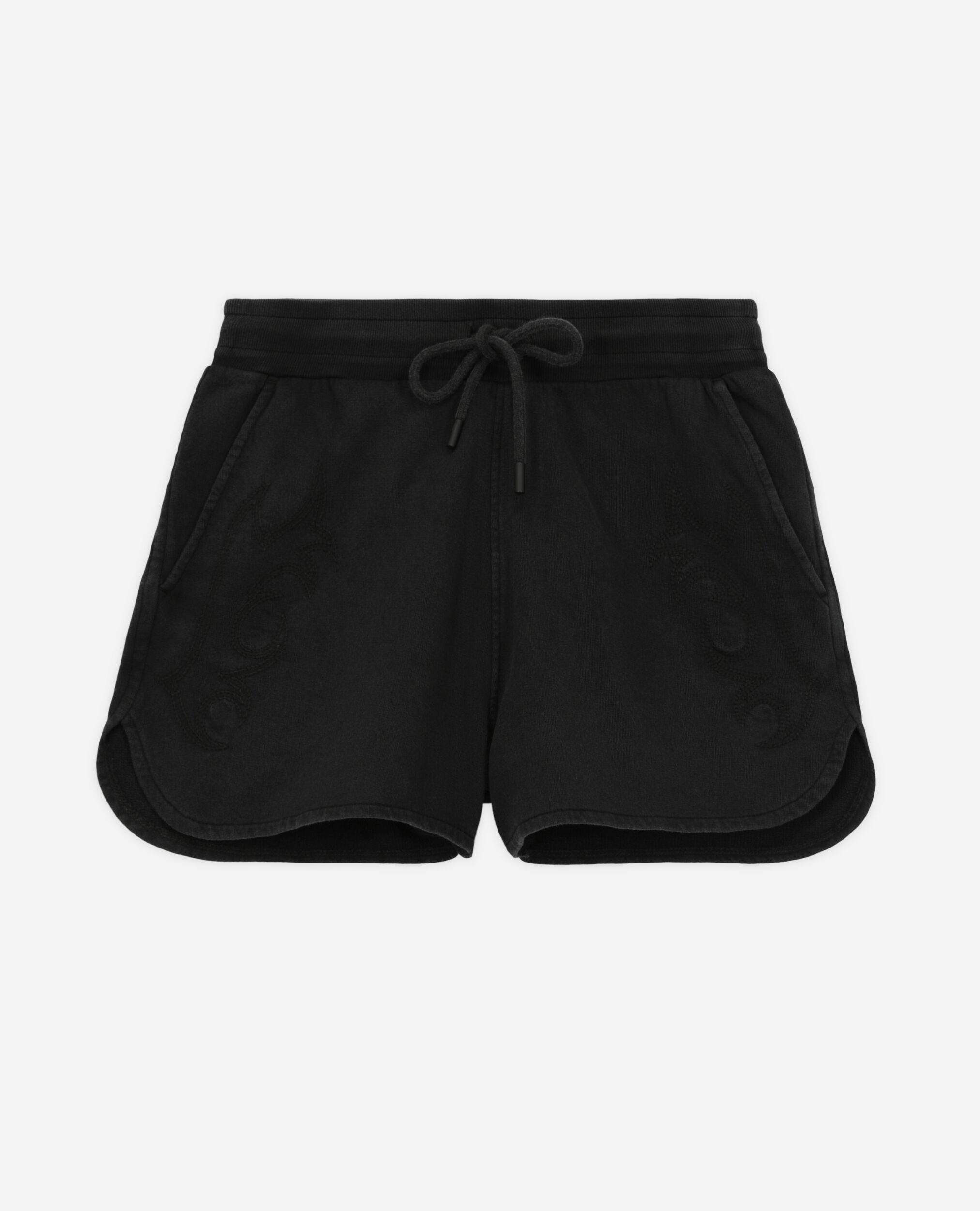 Short noir molletonné avec broderies Western