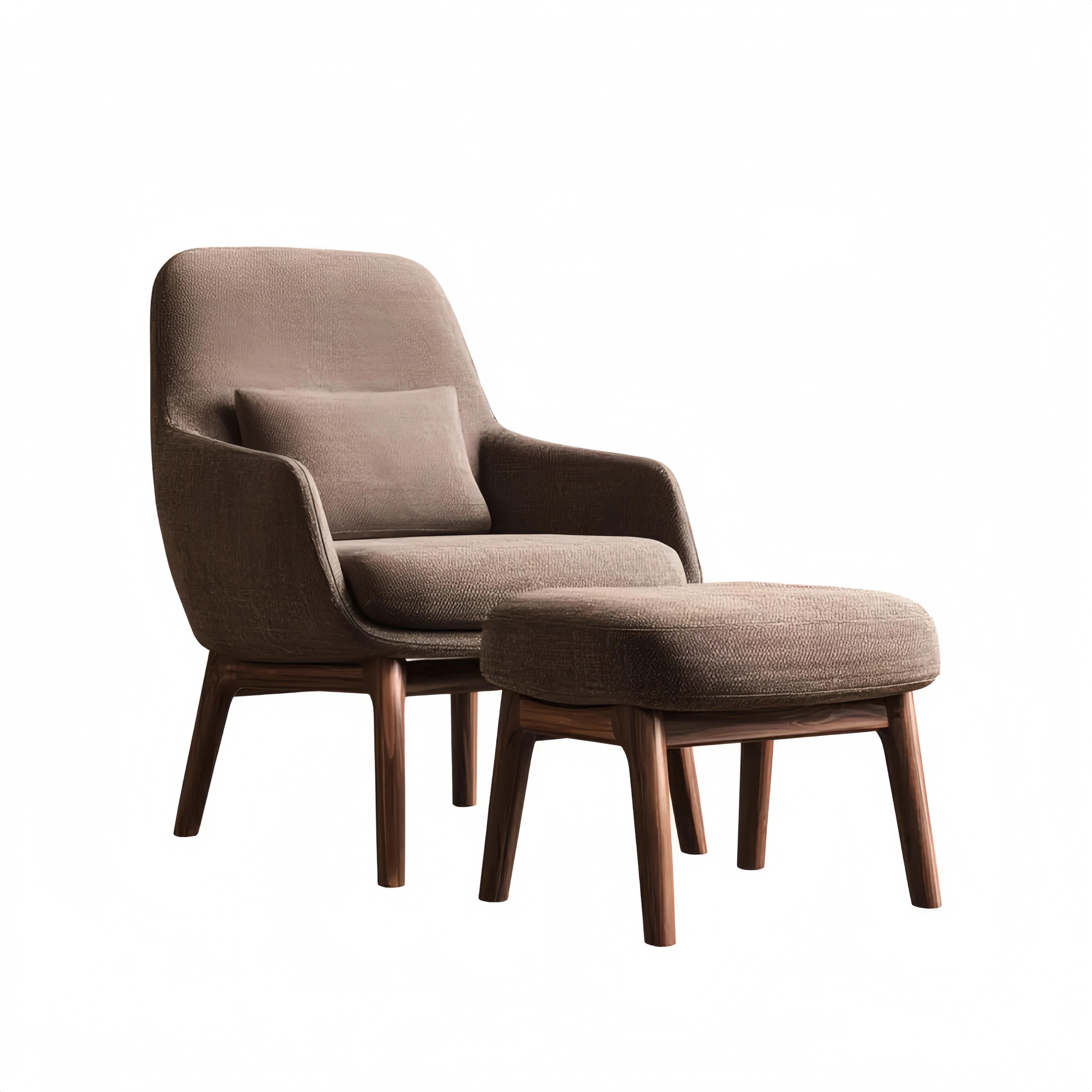 Loungesessel mit Fußhocker Stoffpolsterung 85x75x100 cm – Braun – Skan