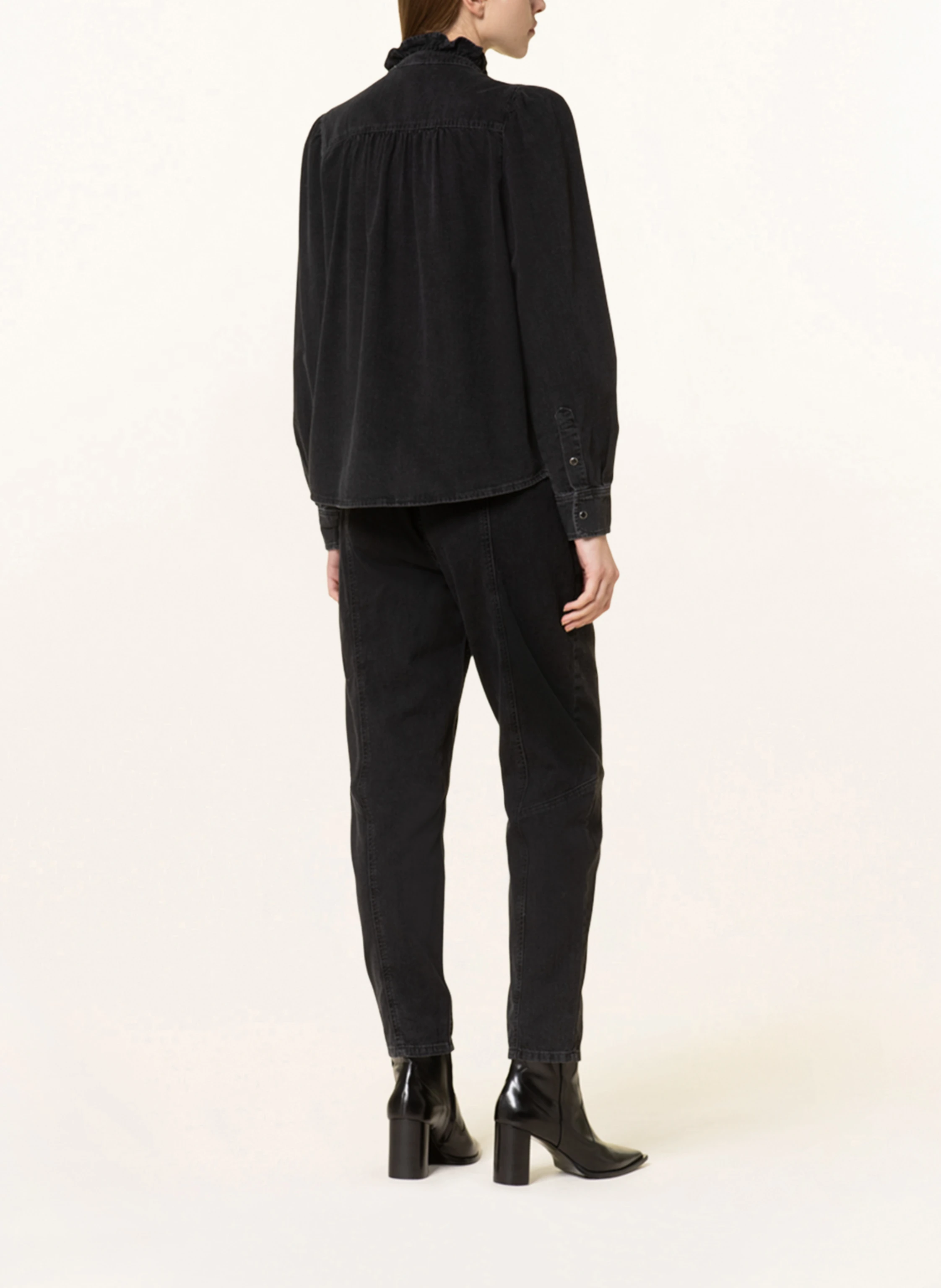 ba&sh Blusenshirt MILAC aus Jeans mit Rüschen