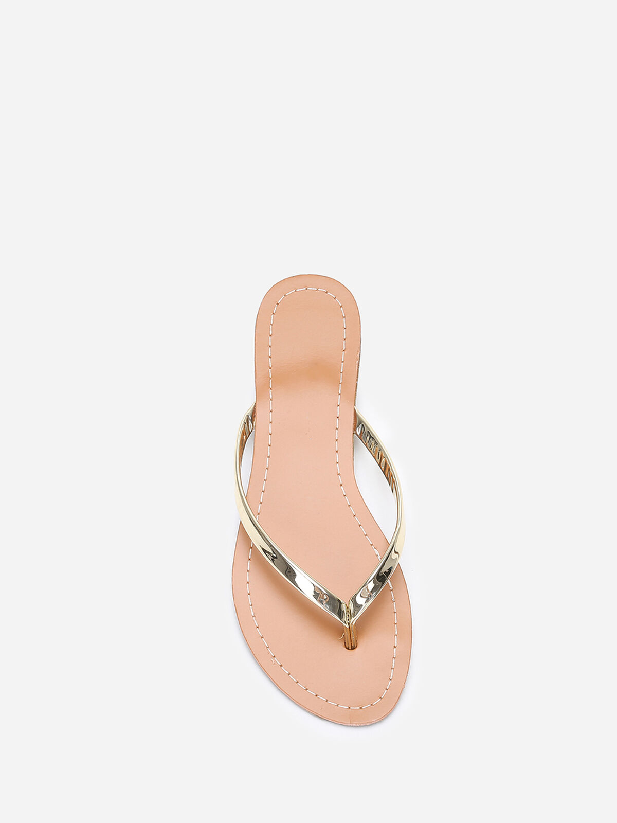 Tongs à bride vernie- Doré
