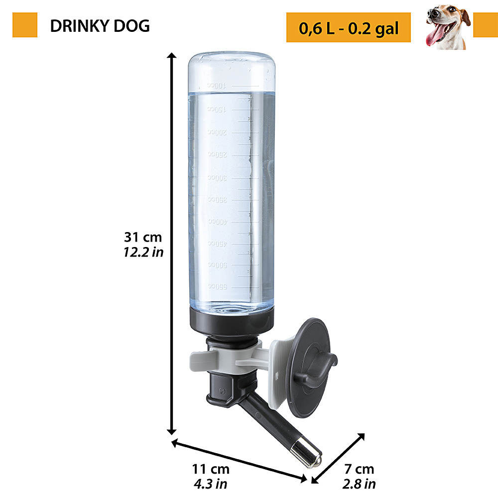 Ferplast abreuvoir eau universel pour transports chiens drinky dog, distributeur d'eau pour chiens, plastique robuste atoxique et