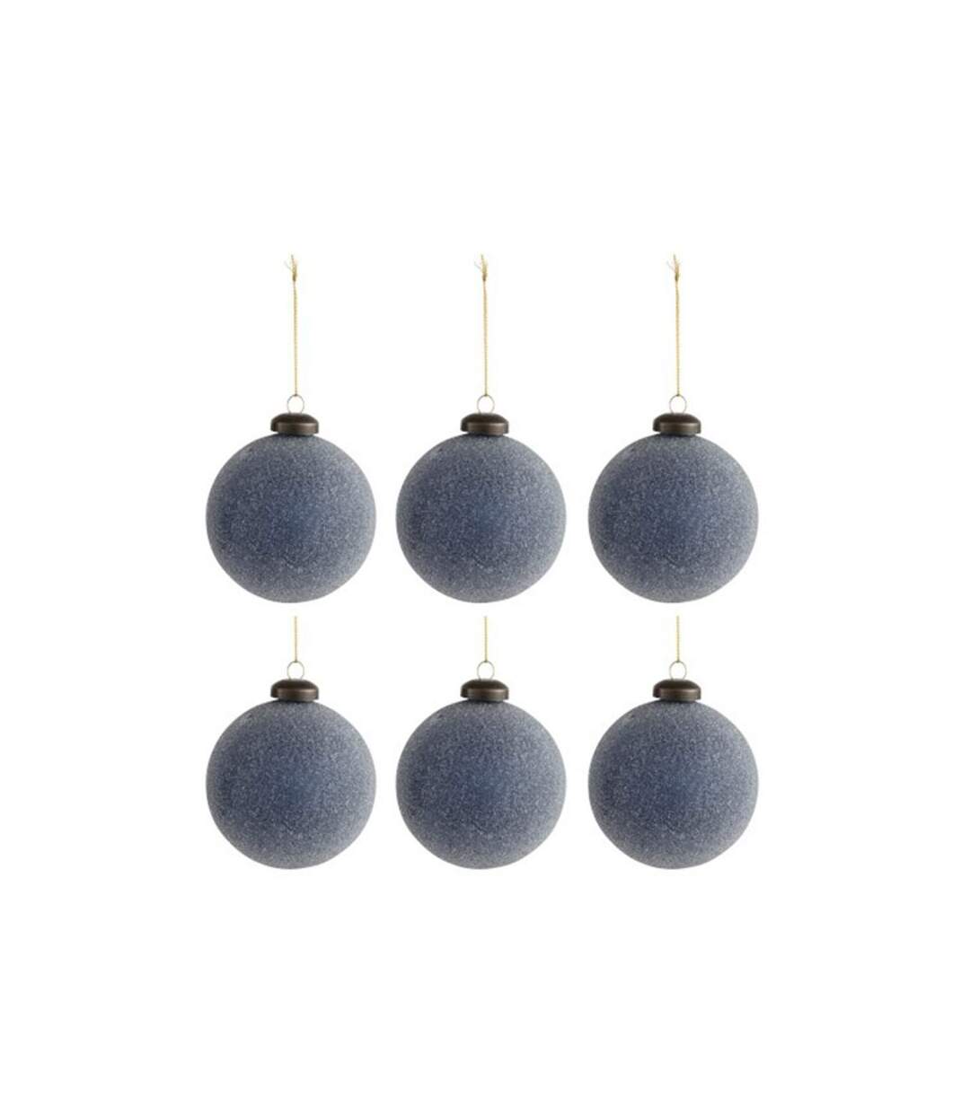 Paris Prix - Lot De 6 Boules De Noël Design perles 8cm Bleu