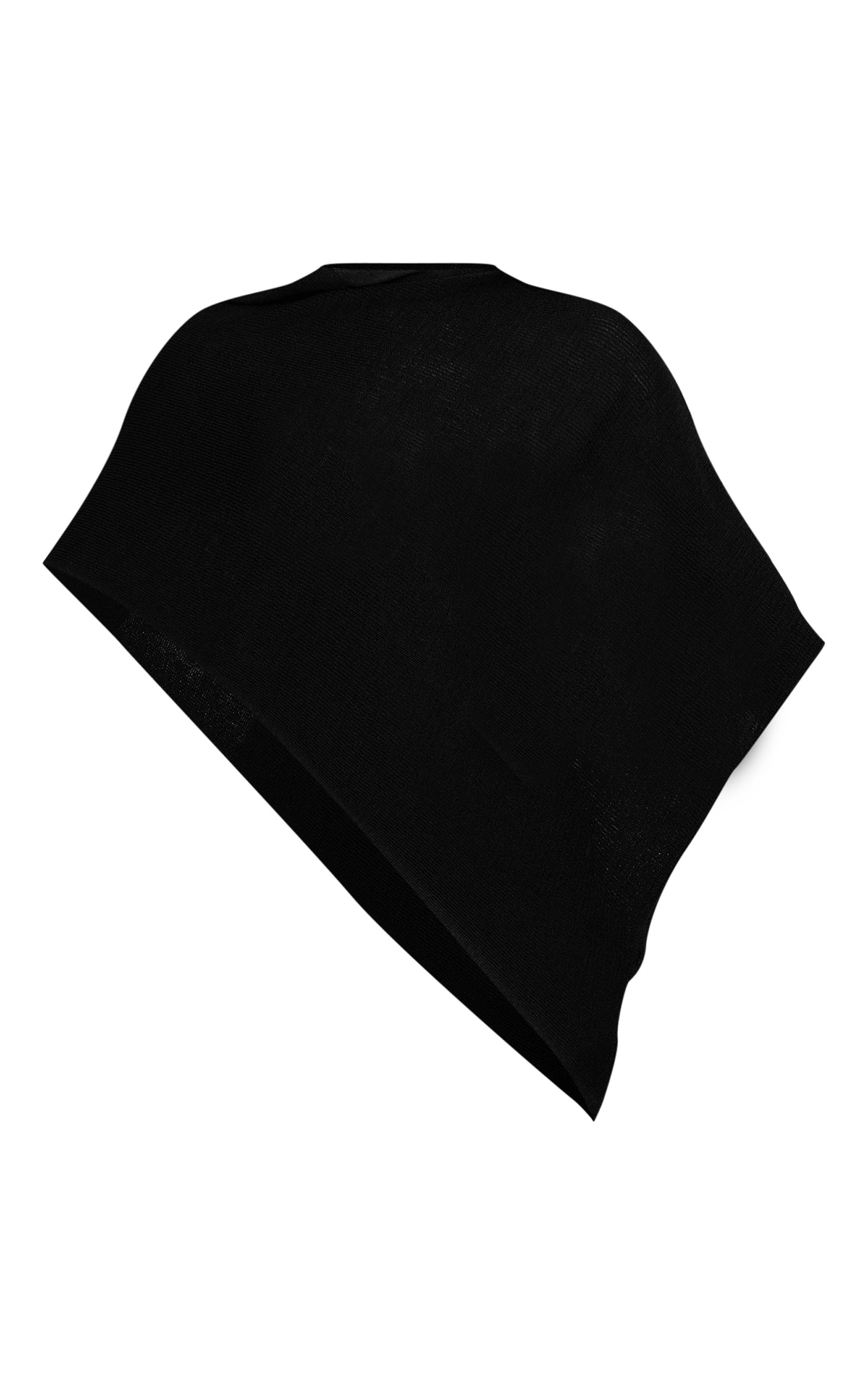 Noir Haut Style Poncho En Maille Fine