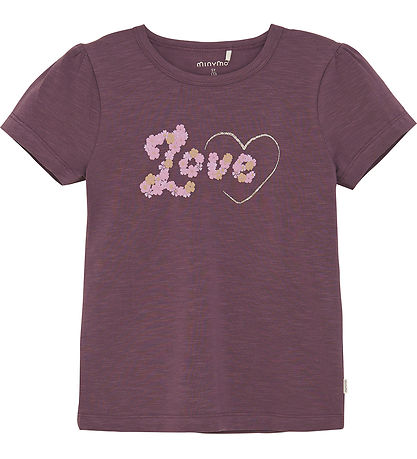 Minymo T-shirt - Blåck Plum m. Tekst