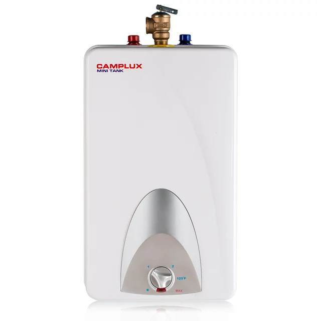 Aquecedor de água elétrico Camplux ME40N de 4 galões com mini tanque e plugue, 120 V