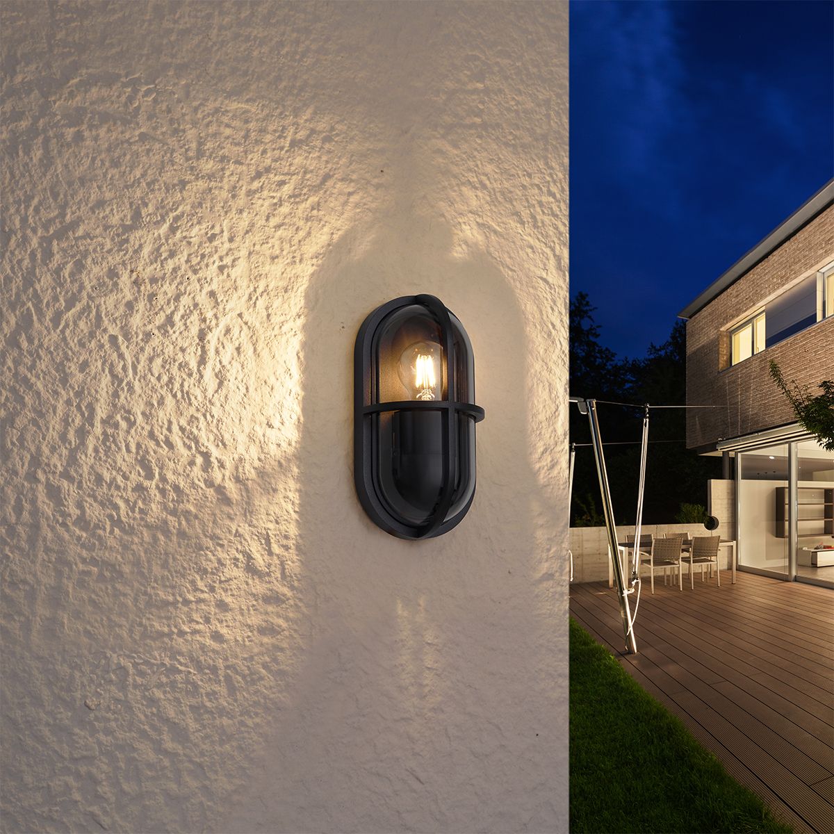 Buiten wandlamp zwart ovaal IP65 - Target