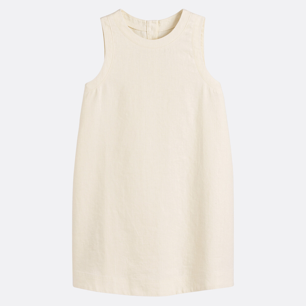 COLEÇÃO LA REDOUTE<br>Vestido curto de linho com modelagem evasê e sem mangas