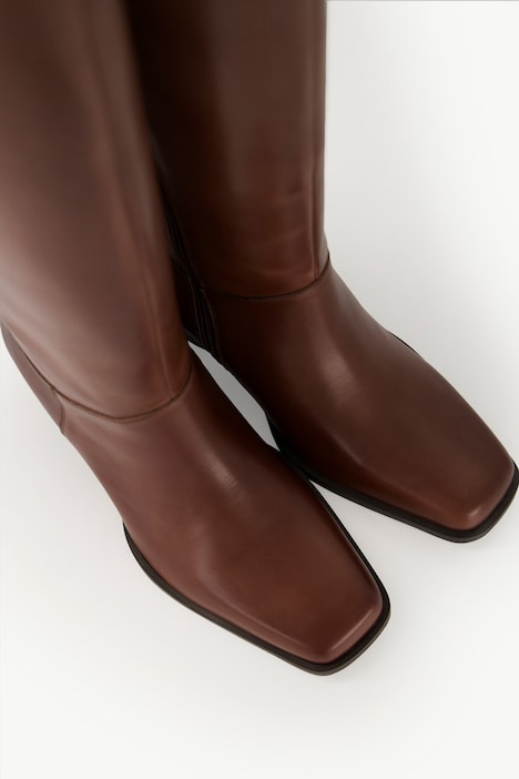 Lederstiefel, XL-Schaft, Elastikeinsatz, Weite H