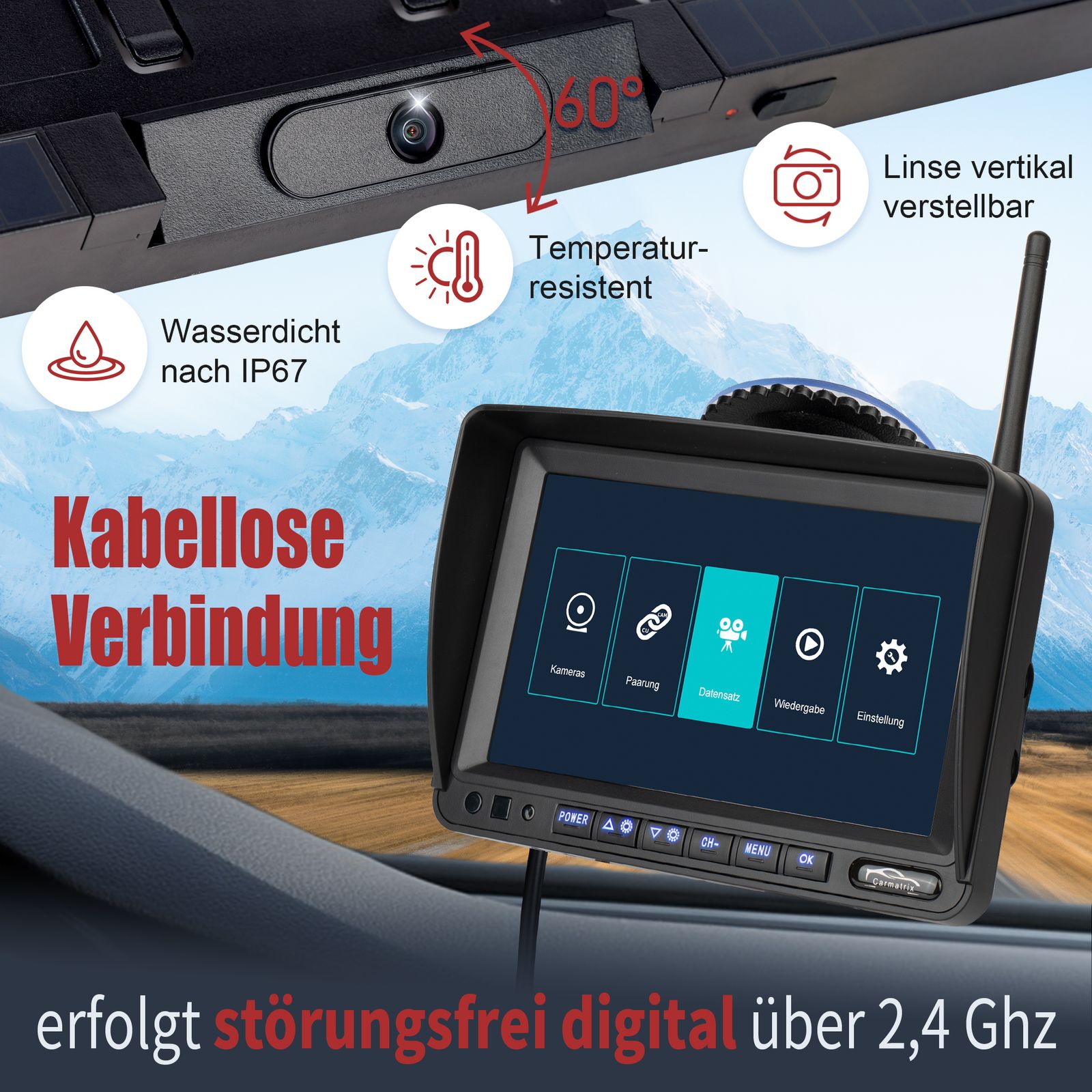 CARMATRIX Solar Rückfahrsystem mit 7