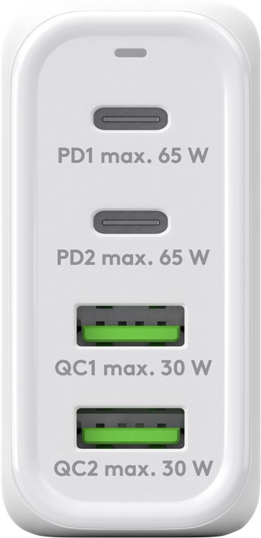(68W/3A) 2x USB A / 2x USB C GaN Ladegerät Netzteil Power Delivery / Quick Charge (64818) - Weiss