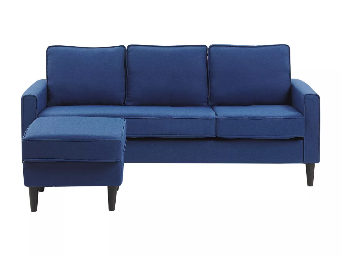 Canapé 3 places avec pouf en tissu bleu foncé AVESTA
