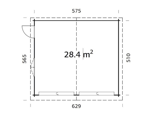 Dubbele garage Palmako Roger, 28,4 m², met sectionaaldeuren 629 x 565 cm, natuurlijke afwerking