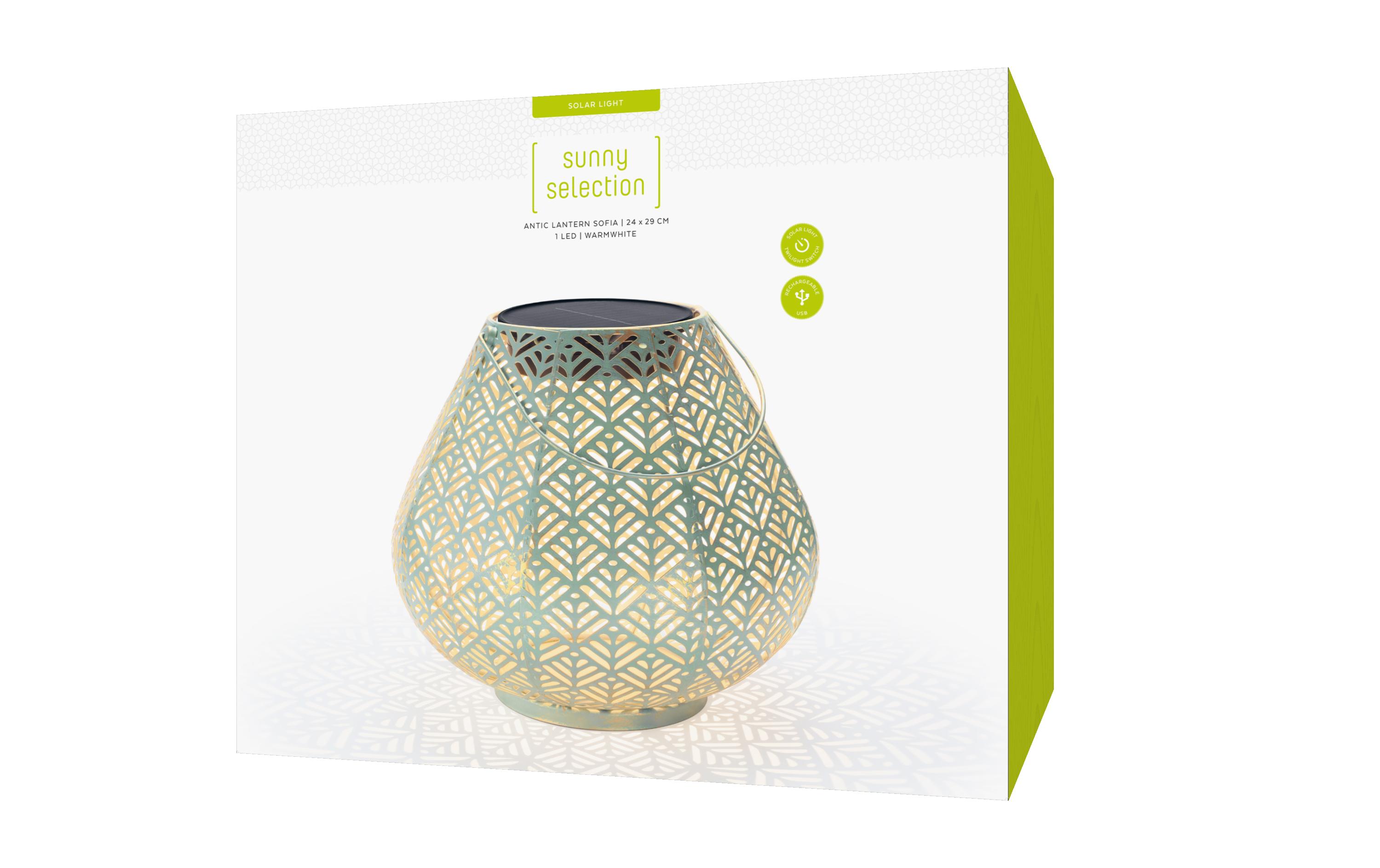 Laterne Solar Antic Sofia, Ø 29 cm, AquaSolarleuchte zum Aufstellen oder Aufhängen