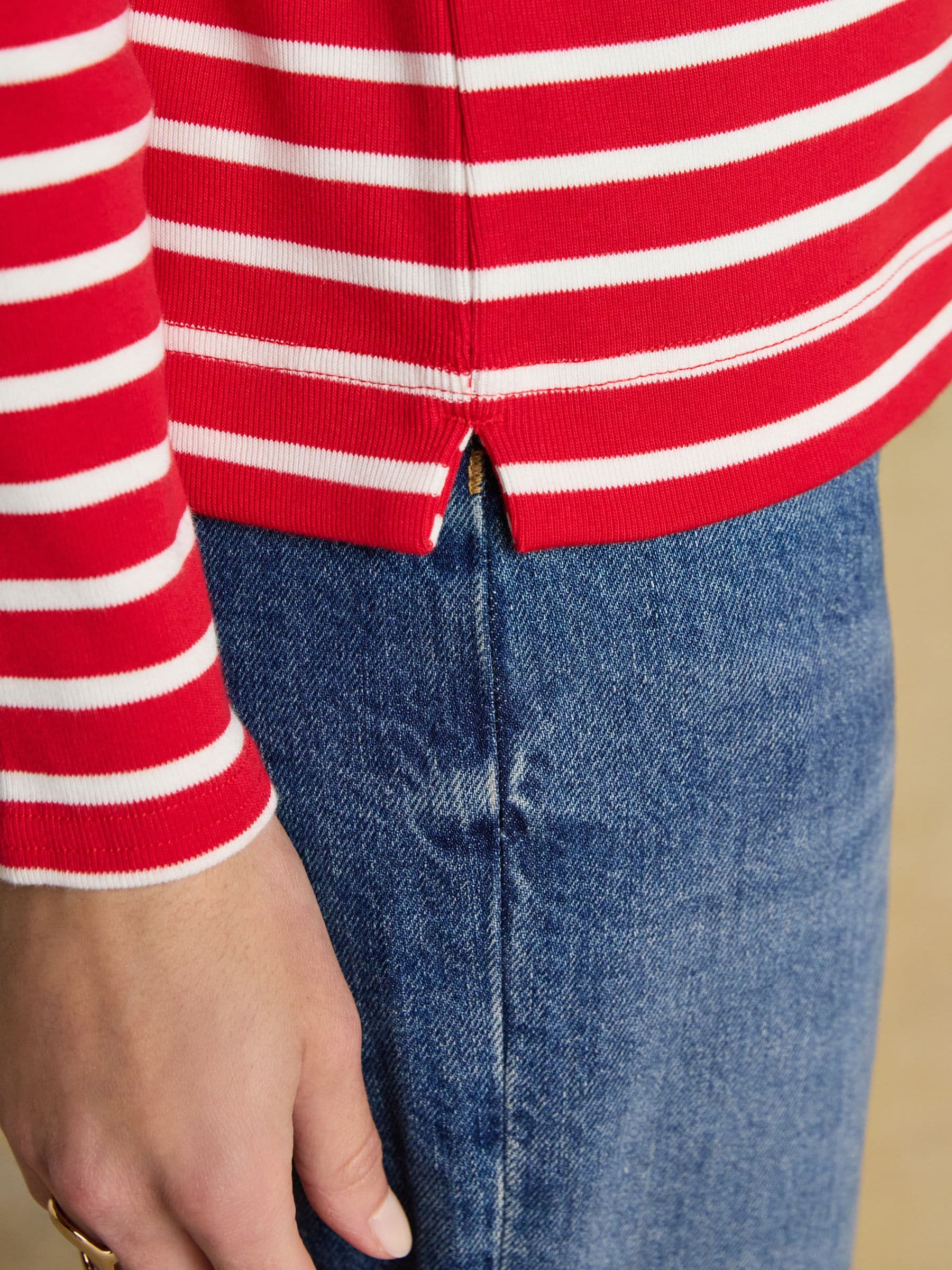 Merry Kissmas Red/Cream - Joules Christmas Harbour Boat Neck Breton Top